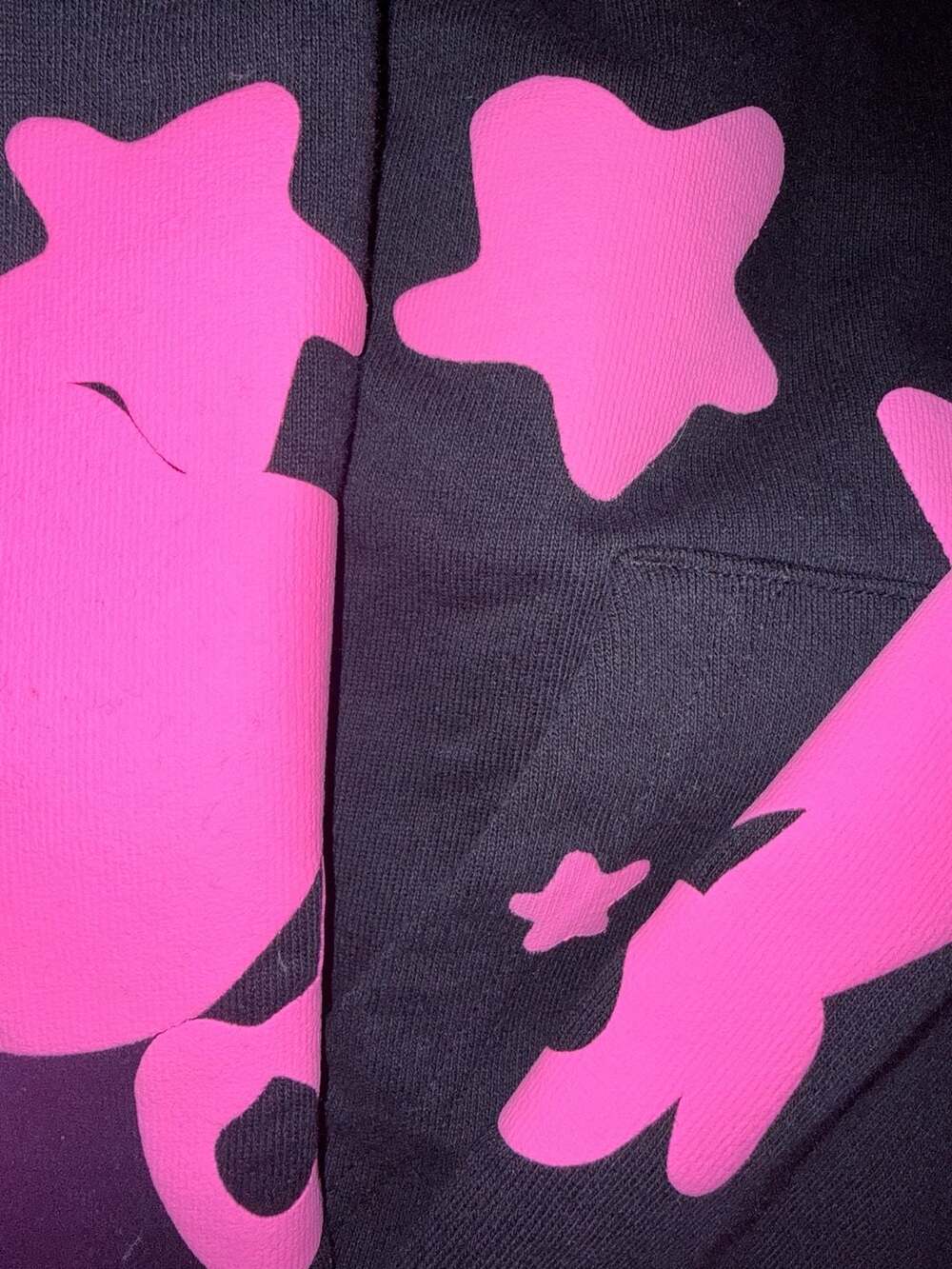 Sp5der Angel Number Hoodie Black Pink